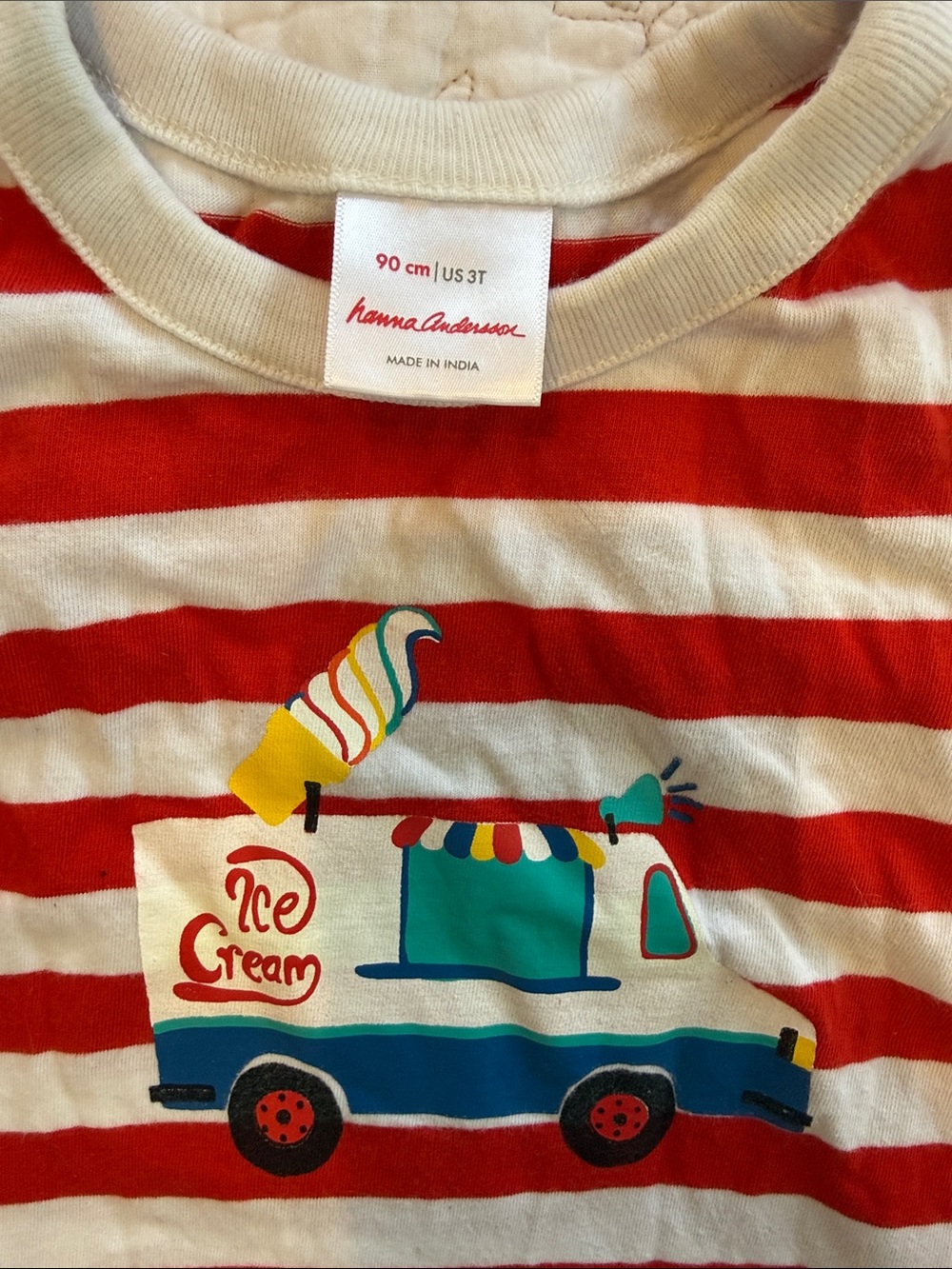 Hanna Andersson Red and Cream Striped Ice Cream Truck One-Piece - Picture 2 of 3